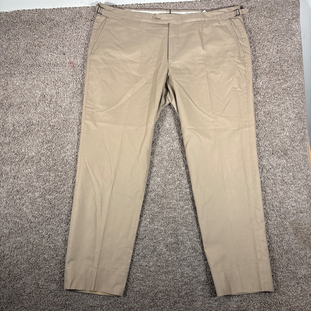 Ermenegildo Zegna Su Misura Tan Cotton Milano Trousers Side Adjusters 42x31